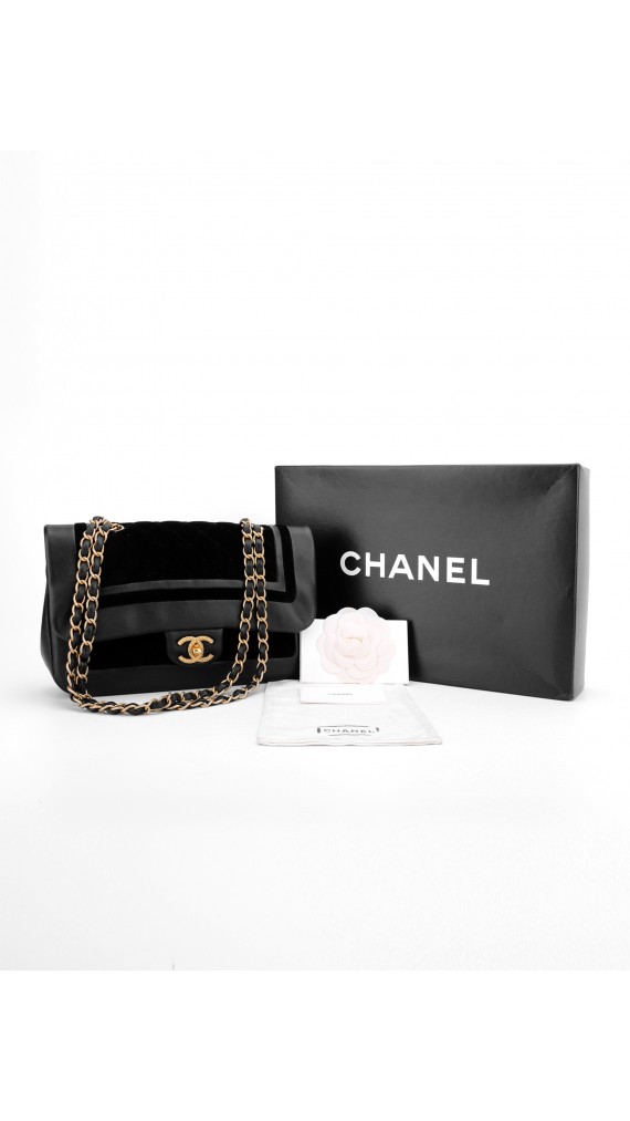 Chanel Metallic Velvet Lammeskinn Flap Bag