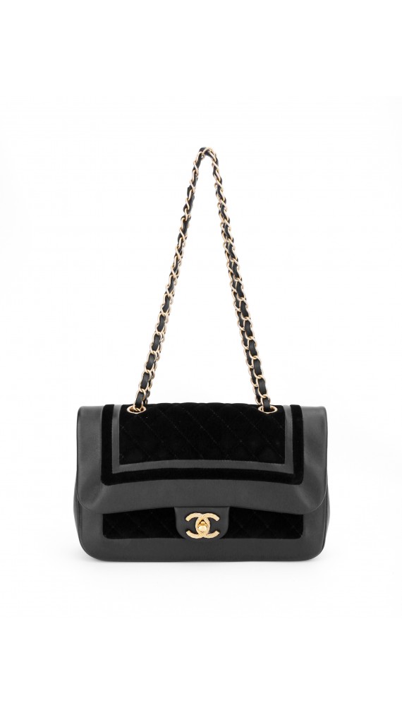 Chanel Metallic Velvet Lammeskinn Flap Bag