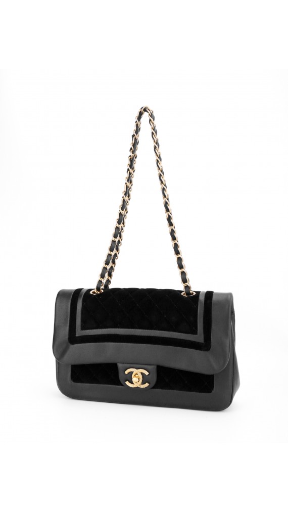 Chanel Metallic Velvet Lammeskinn Flap Bag