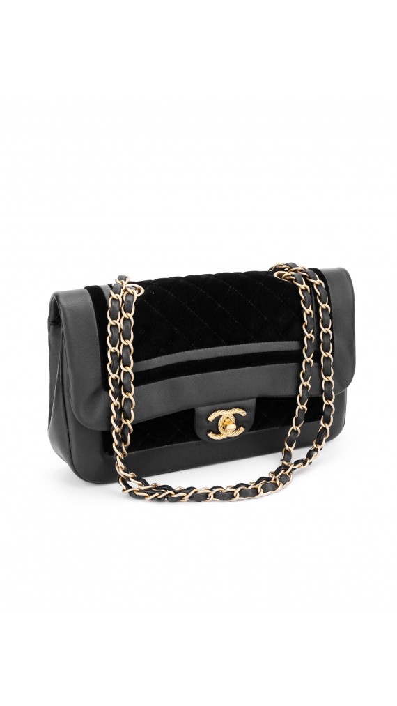 Chanel Metallic Velvet Lammeskinn Flap Bag