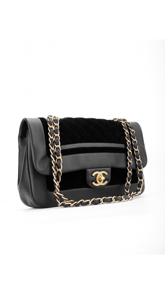 Chanel Metallic Velvet Lammeskinn Flap Bag