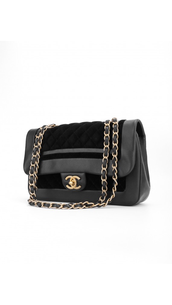 Chanel Metallic Velvet Lammeskinn Flap Bag