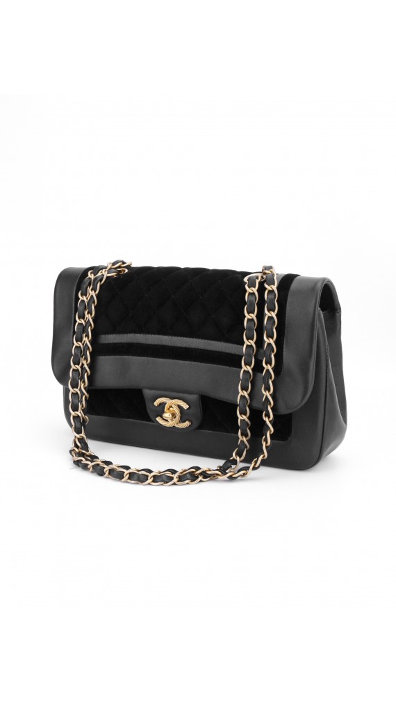 Chanel Metallic Velvet Lammeskinn Flap Bag