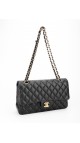 Chanel Classic Double Flap Bag i Size Medium Sort Lammeskinn