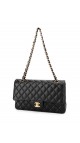 Chanel Classic Double Flap Bag i Size Medium Sort Lammeskinn