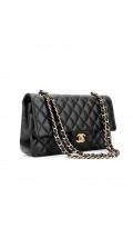 Chanel Classic Double Flap Bag i Size Medium Sort Lammeskinn