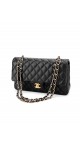 Chanel Classic Double Flap Bag i Size Medium Sort Lammeskinn