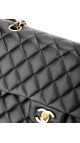 Chanel Classic Double Flap Bag i Size Medium Sort Lammeskinn