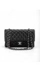 Chanel Classic Double Flap Bag i Sort Lammeskinn