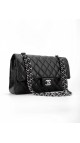 Chanel Classic Double Flap Bag i Sort Lammeskinn