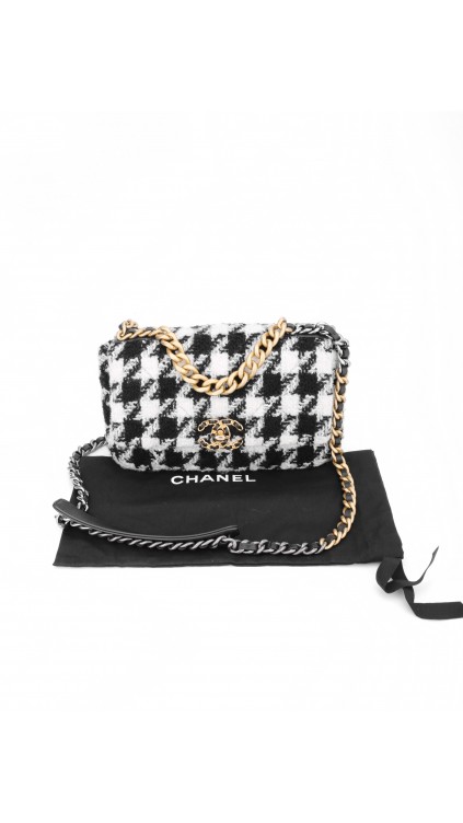 Chanel 19 Bag i Houndstooth Tweed Size Small