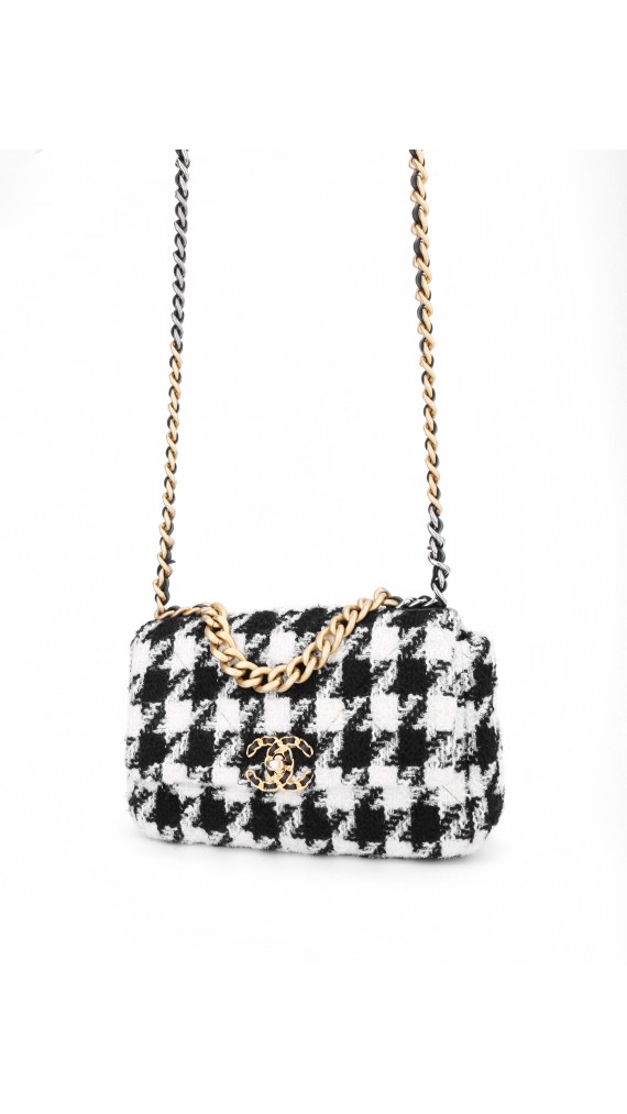 Chanel 19 Bag i Houndstooth Tweed Size Small