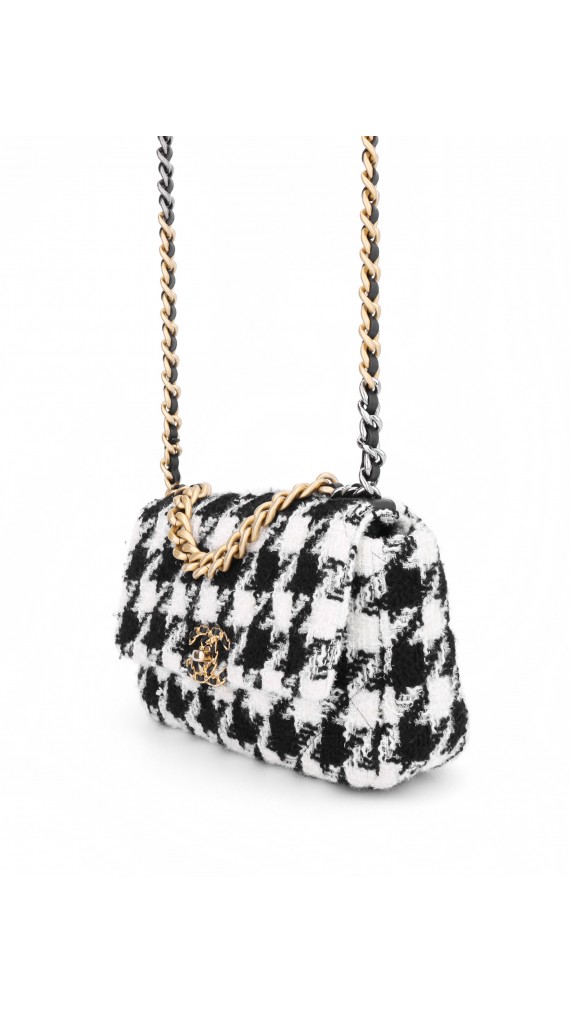 Chanel 19 Bag i Houndstooth Tweed Size Small