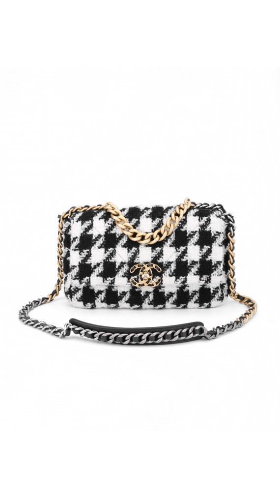 Chanel 19 Bag i Houndstooth Tweed Size Small