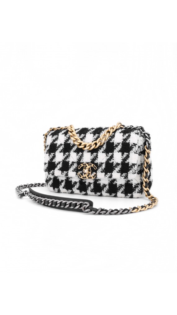 Chanel 19 Bag i Houndstooth Tweed Size Small