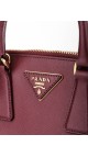 Prada Promenade Lux Mini Tote i Vinrødt Skinn