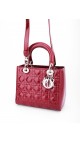 Lady Dior Patent Leather Bag in Red Size Medium