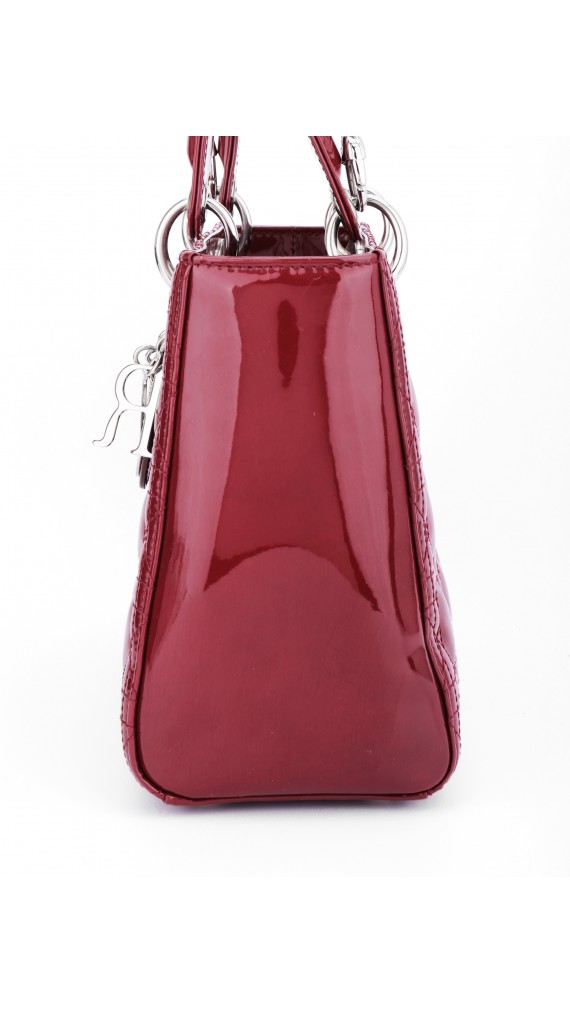 Lady Dior Patent Leather Bag in Red Size Medium