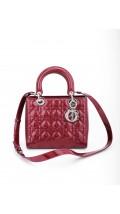 Lady Dior Patent Leather Bag in Red Size Medium