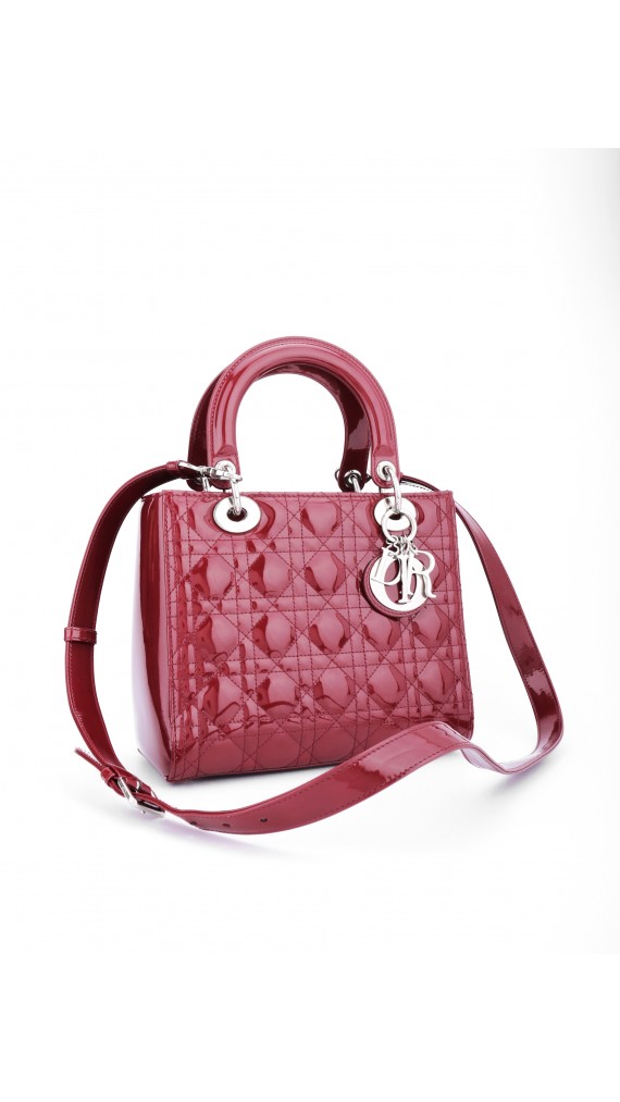 Lady Dior Patent Leather Bag in Red Size Medium