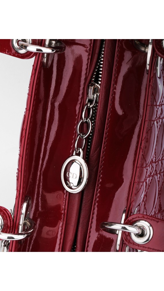 Lady Dior Patent Leather Bag in Red Size Medium