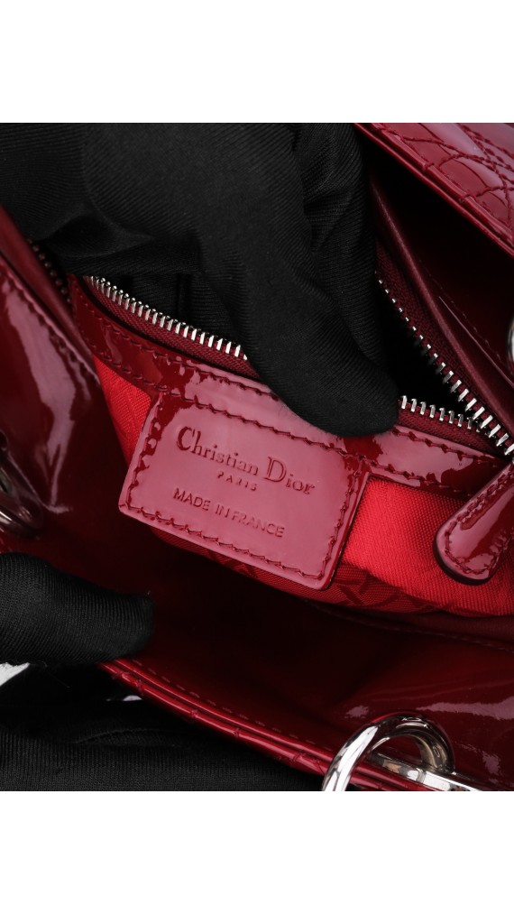 Lady Dior Patent Leather Bag in Red Size Medium