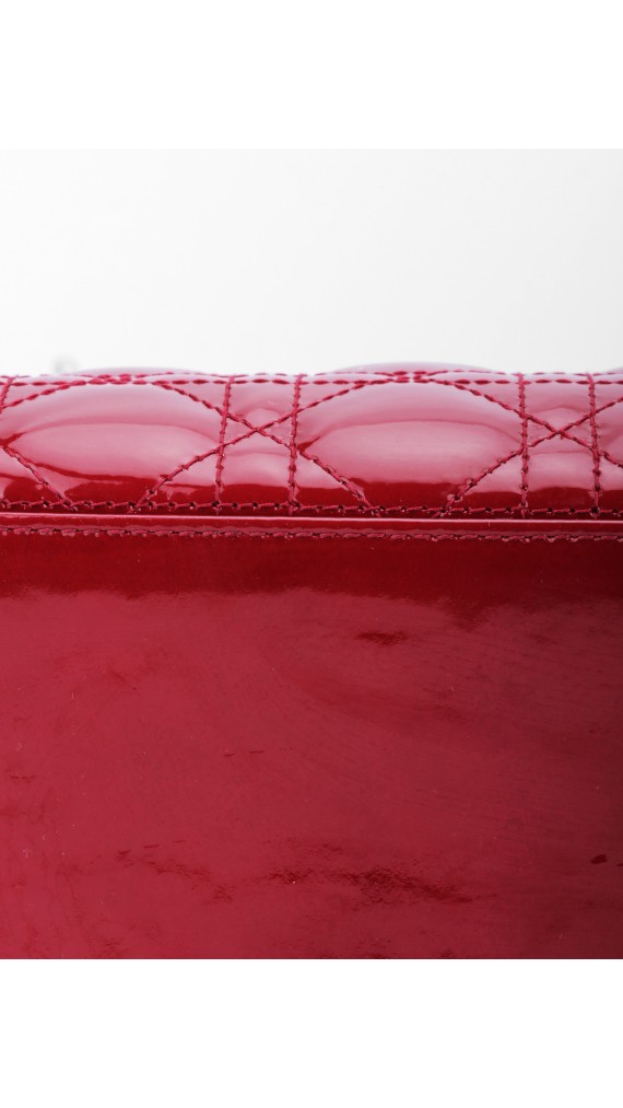 Lady Dior Patent Leather Bag in Red Size Medium