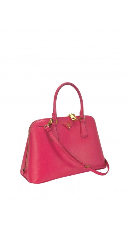 Prada Saffiano Lux Dome Bag i Rosa