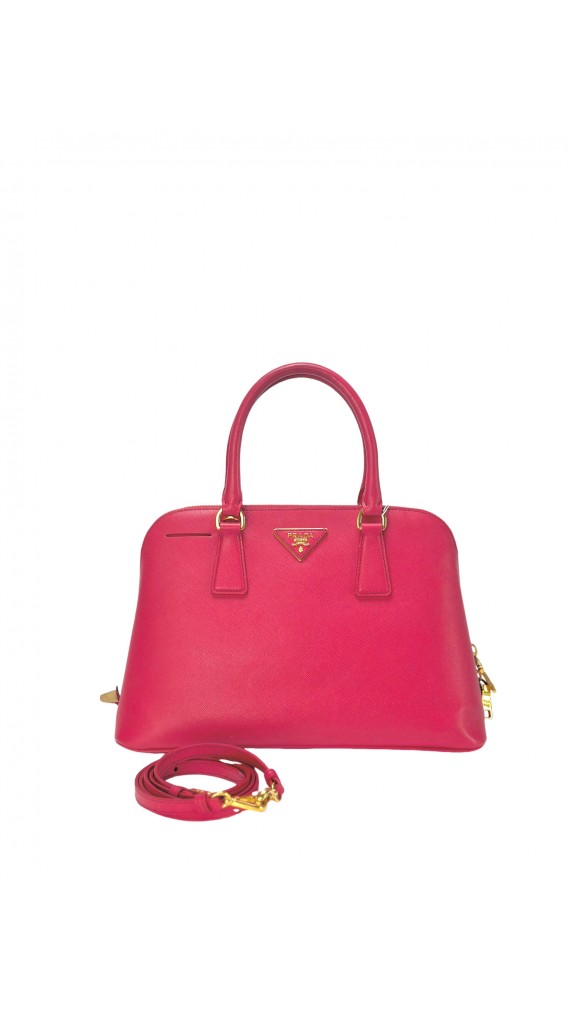 Prada Saffiano Lux Dome Bag i Rosa