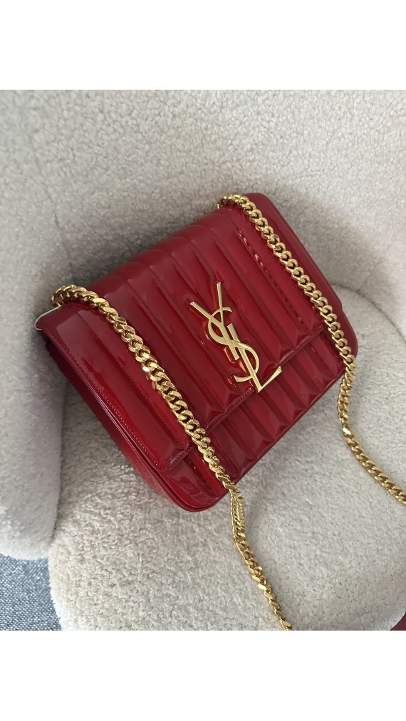 YSL Vicky Large quilted patent-leather Crossbody bag