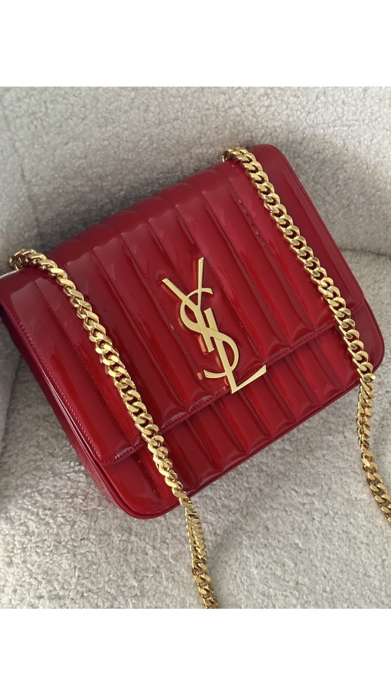 YSL Vicky Large quilted patent-leather Crossbody bag