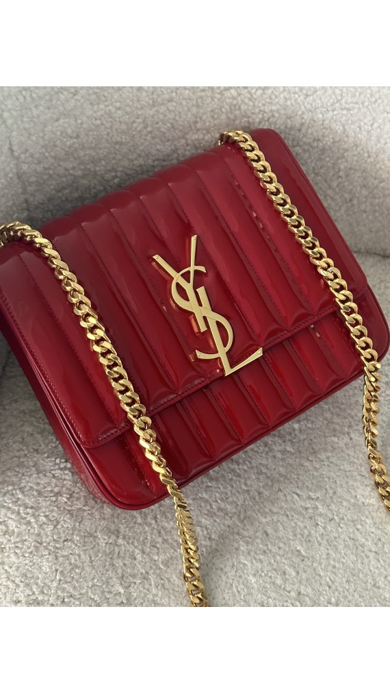 YSL Vicky Large quilted patent-leather Crossbody bag