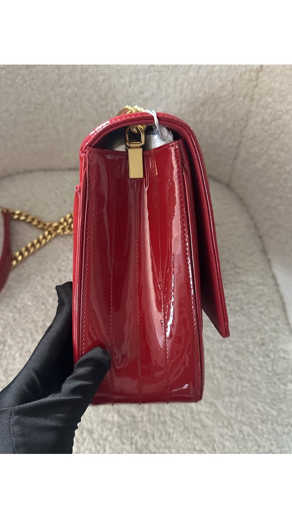 YSL Vicky Large quilted patent-leather Crossbody bag