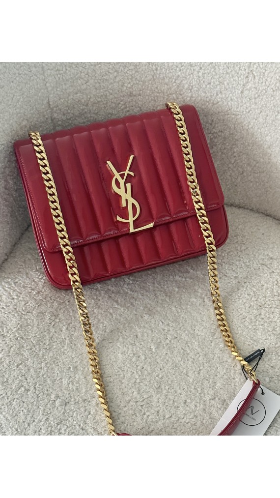 YSL Vicky Large quilted patent-leather Crossbody bag