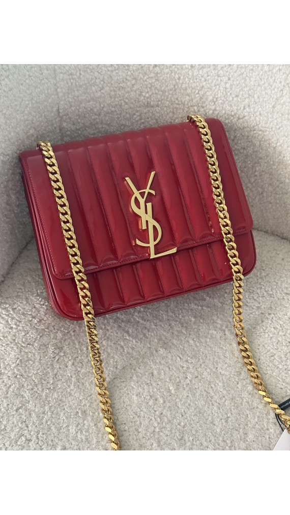 YSL Vicky Large quilted patent-leather Crossbody bag