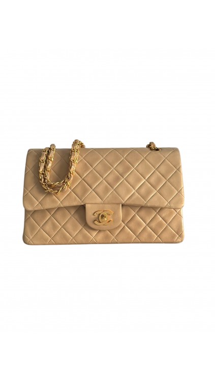 Chanel Classic Double Flap Bag Size Medium Beige