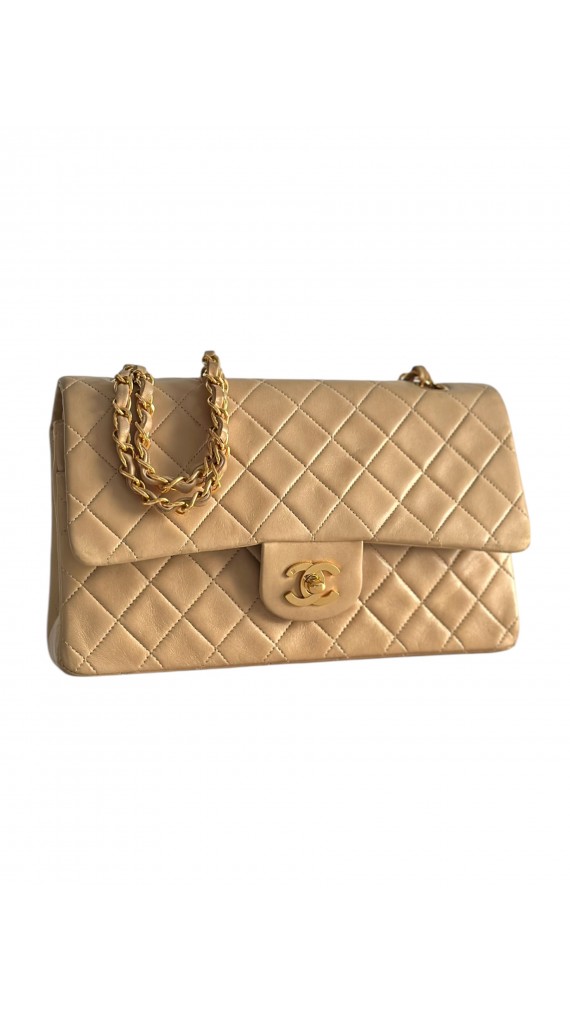 Chanel Classic Double Flap Bag Size Medium Beige