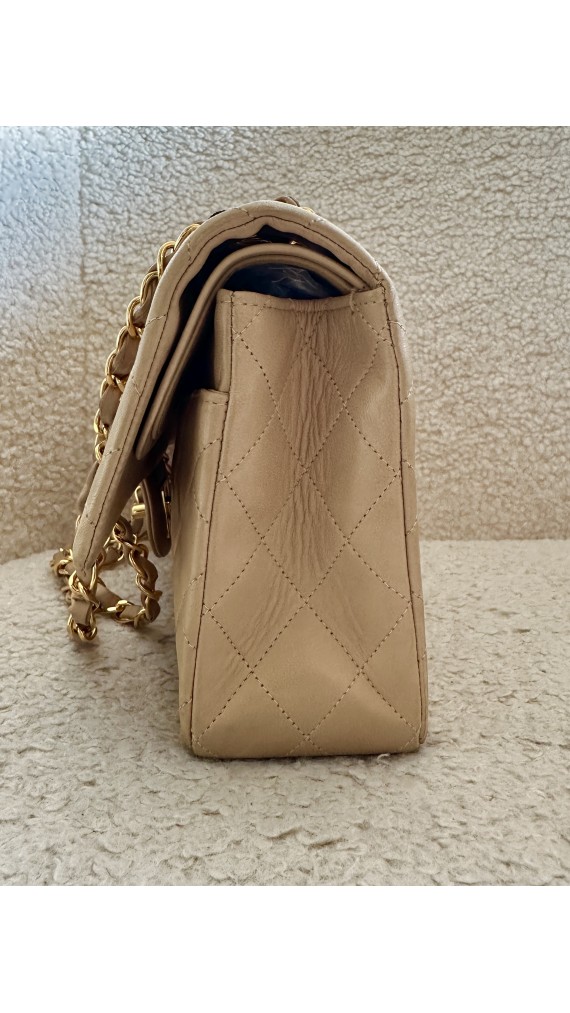 Chanel Classic Double Flap Bag Size Medium Beige