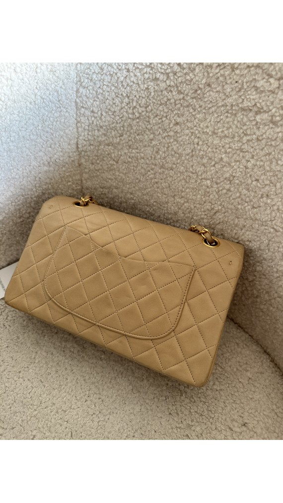 Chanel Classic Double Flap Bag Size Medium Beige