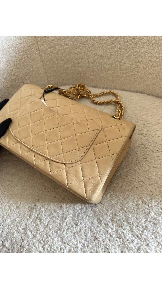 Chanel Classic Double Flap Bag Size Medium Beige