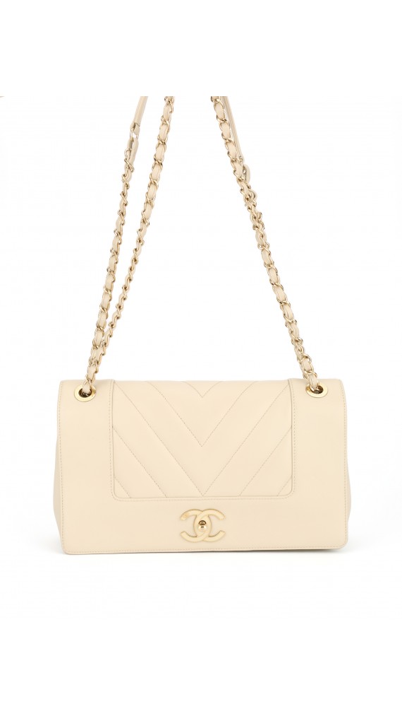 Chanel Chevron Single Flap Shoulder Bag