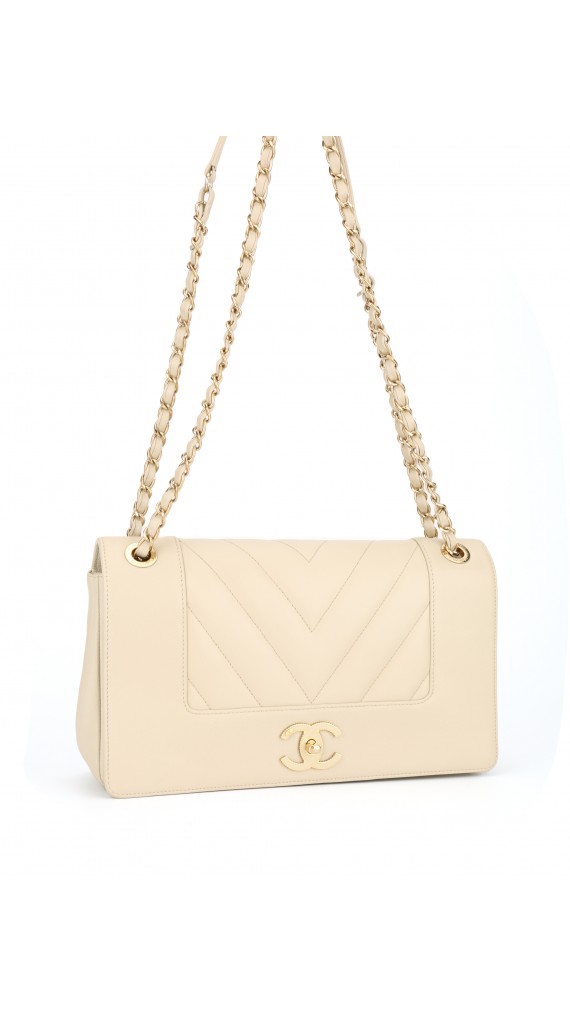 Chanel Chevron Single Flap Shoulder Bag