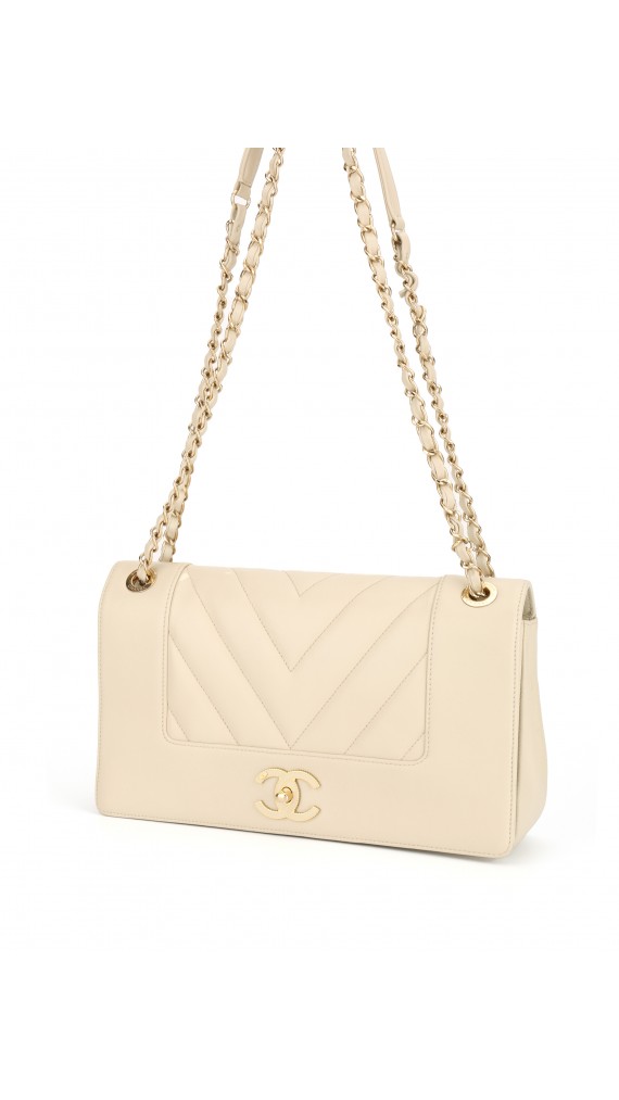 Chanel Chevron Single Flap Shoulder Bag