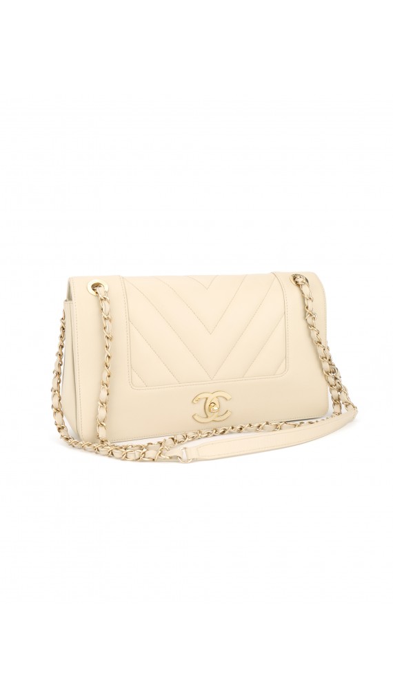 Chanel Chevron Single Flap Shoulder Bag