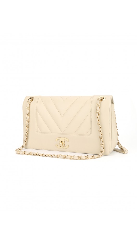 Chanel Chevron Single Flap Shoulder Bag