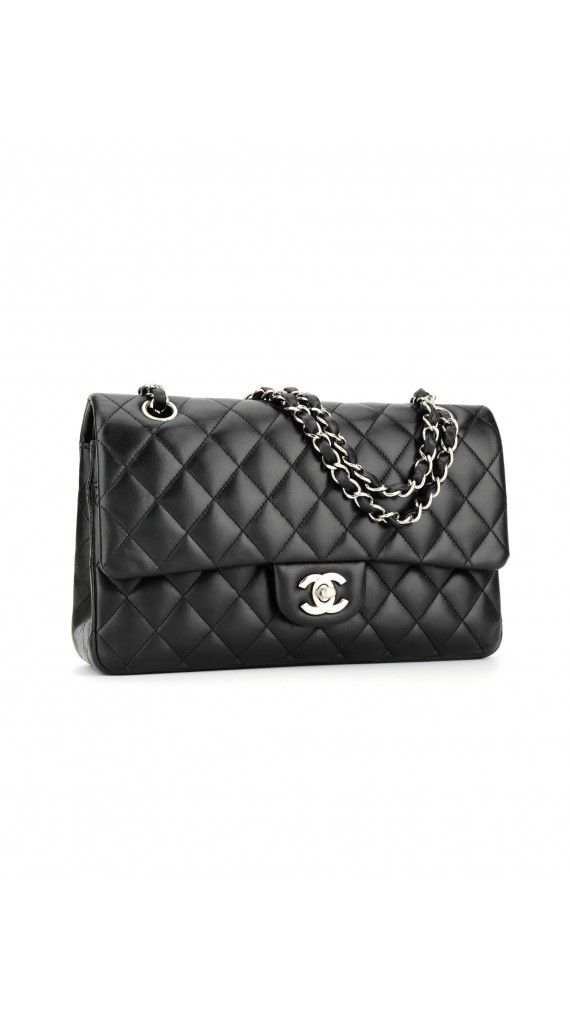 Chanel Classic Double Flap Bag Lammeskinn Size Medium