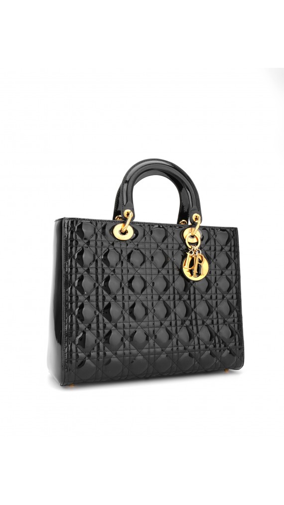 Lady Dior Patent Hand Bag Size Large