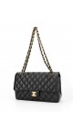 Chanel Classic Double Flap Bag i Size Medium Sort Lammeskinn