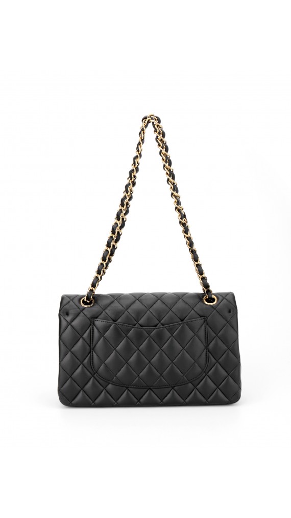 Chanel Classic Double Flap Bag i Size Medium Sort Lammeskinn