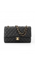 Chanel Classic Double Flap Bag i Size Medium Sort Lammeskinn